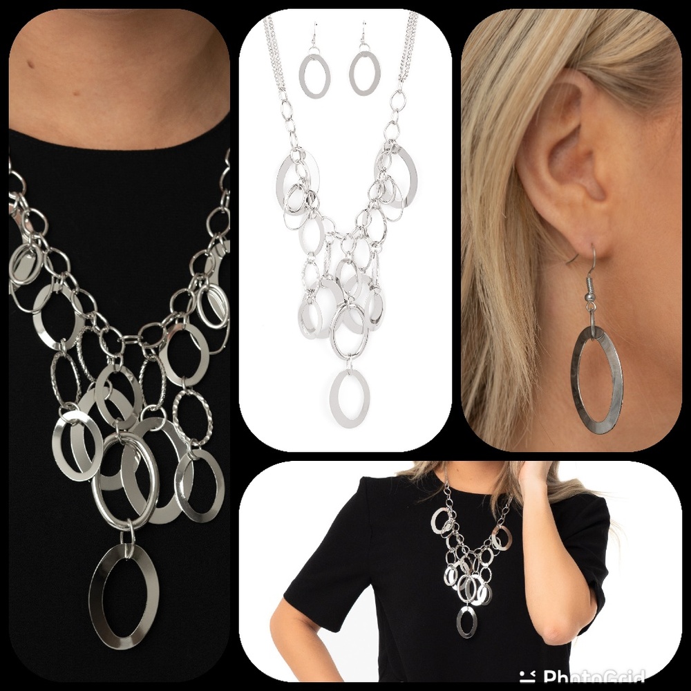 Silver Necklace and Earring Set